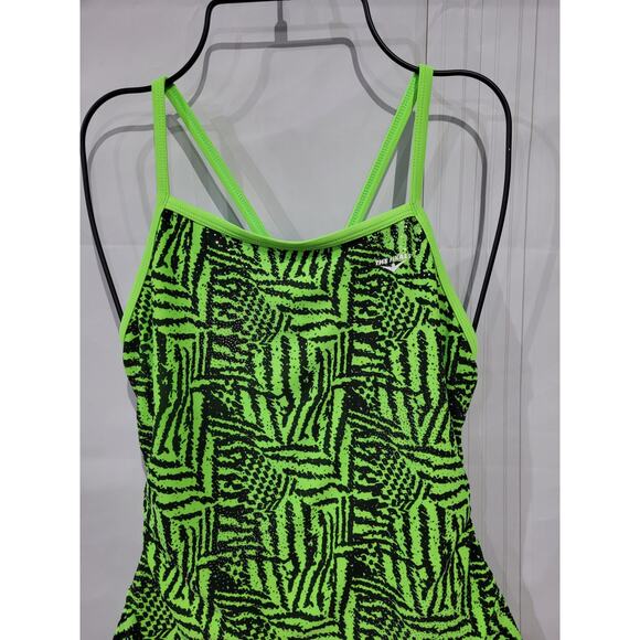 The Finals SZ 38 / L Swimsuit Wing Back Green Funnies Tiger Tribal Design - Picture 2 of 7